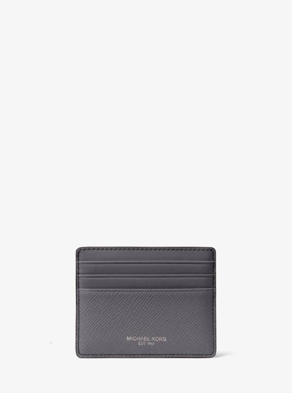 Panske Penazenky Michael Kors Harrison Crossgrain Leather Tall Card Case Siva - Doplnky Michael Kors Lacne | JENRD-2947